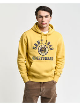 GANT - Men Yellow Typography Full Sleeves Hoodie