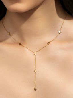 AQUASTREET - Star Lariat Long Necklace 18K Gold Plated Waterproof Anti-Tarnish