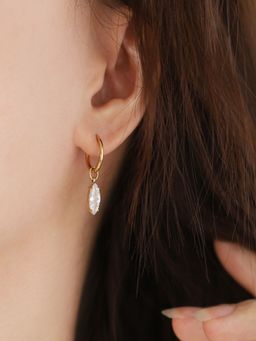 AQUASTREET - Zircon Oval Drop Earrings 18K Gold Plated Waterproof Anti-Tarnish