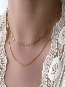 AQUASTREET - Layered Chain Necklace 18K Gold Plated Waterproof Anti-Tarnish