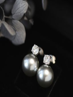 AQUASTREET - Zircon And Pearl Stud Earrings 18K Plated Waterproof Anti-Tarnish