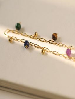AQUASTREET - Multicolor Natural Stone Bracelet 18K Gold Plated Waterproof Anti-Tarnish