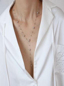 AQUASTREET - Round Long Lariat Necklace 18K Plated Waterproof Anti-Tarnish