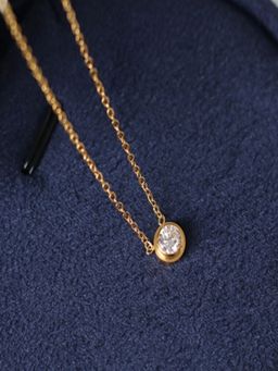 AQUASTREET - Round Zircon Pendant Necklace 18K Gold Plated Waterproof Anti-Tarnish