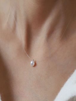 AQUASTREET - Pearl Pendant Invisible Necklace 18K Plated Waterproof Anti-Tarnish