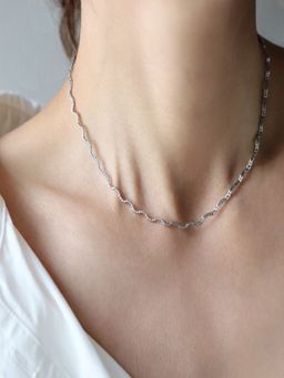 AQUASTREET - Curvy Choker Necklace 18K Silver Plated Waterproof Anti-Tarnish