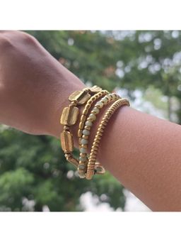 Studio Anviksha - Layered Green Bracelet Rectangle Charms