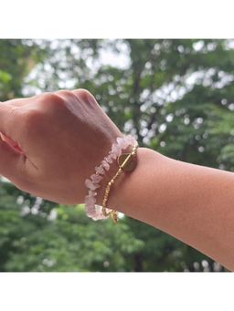 Studio Anviksha - Rose Quartz Pink Bracelet With Bird Charms