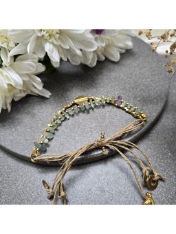 Studio Anviksha - Layered Green Fluorite Bracelet With Brass Charms