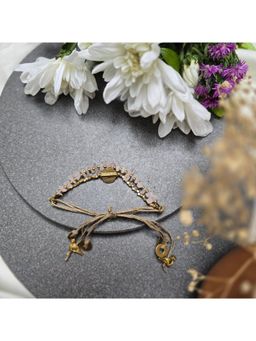 Studio Anviksha - Layered Rose Quartz White Bracelet With Brass Charms