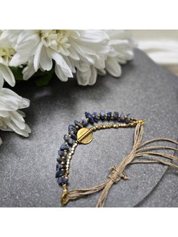 Studio Anviksha - Layered Lapis Lazuli Purple Bracelet With Brass Charms