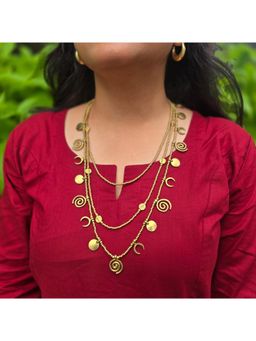Studio Anviksha - Layered Statement Brass Charm Gold Necklace