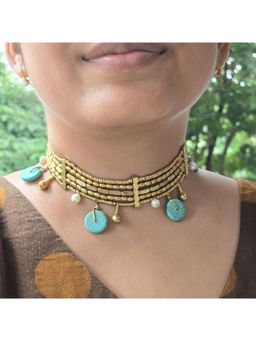 Studio Anviksha - Turquoise Charm Brass Blue Choker