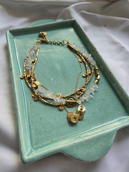 Studio Anviksha - Clear Crystal Layered White Necklace