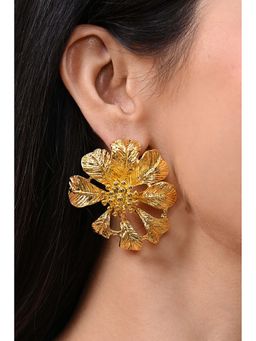 HOUSE OF SAL - Golden Raised Flower Earrings