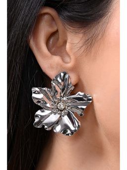 HOUSE OF SAL - Silver Toned Metal Flower Earrings
