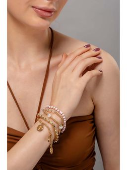 HOUSE OF SAL - Golden Pack Of 5 Chain And Beaded Bracelets