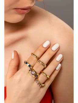 HOUSE OF SAL - Golden Pack Of 6 Rings