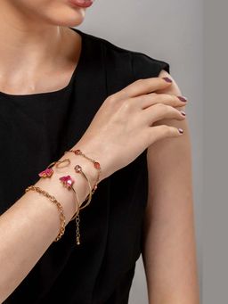 HOUSE OF SAL - Golden Base Pack Of 4 Coloured Stone Bracelets