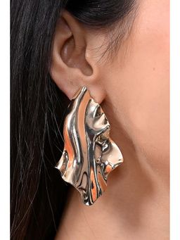 HOUSE OF SAL - Golden Textured Abstract Flow Earrings