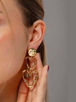 HOUSE OF SAL - Golden Heart Drop Earrings