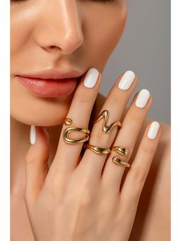 HOUSE OF SAL - Golden Pack Of 4 Rings