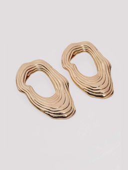 HOUSE OF SAL - Golden Textured Abstract Shaped Earrings