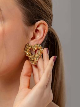 HOUSE OF SAL - Golden Textured Heart Earrings