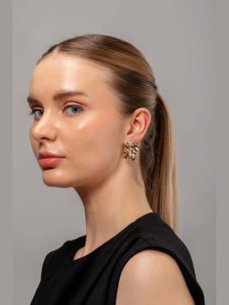 HOUSE OF SAL - Golden Textured Square Earrings