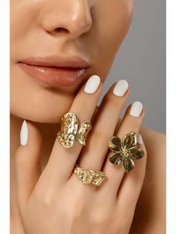 HOUSE OF SAL - Golden Pack Of 3 Rings