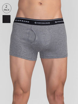 Giordano - Mens Black & Grey Pure Cotton Trunks Gmtr2003Po2 (Pack of 2)