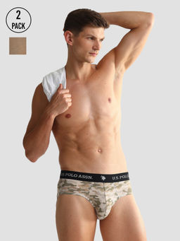 U.S. POLO ASSN. - Elasticized Waist Oeb09 Briefs Beige (Pack of 2)