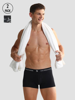 U.S. POLO ASSN. - Elastic Waistband Ribbed Solid Oet10 Trunks (Pack of 2)