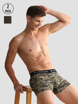 U.S. POLO ASSN. - Elastic Waistband Ribbed Solid Oet10 Trunks (Pack of 2)