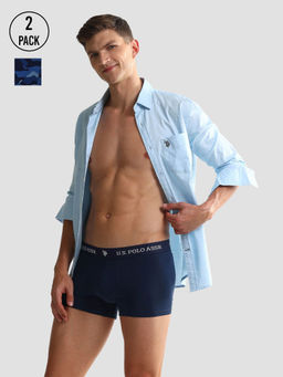 U.S. POLO ASSN. - Elastic Waistband Ribbed Solid Oet10 Trunks (Pack of 2)