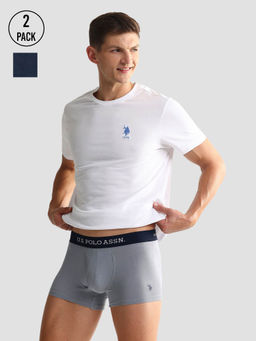 U.S. POLO ASSN. - Elastic Waistband Ribbed Solid Oet011 Trunks (Pack of 2)