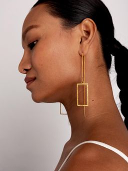 DE'ANMA - Gold Vela Rectangle Drop Earrings