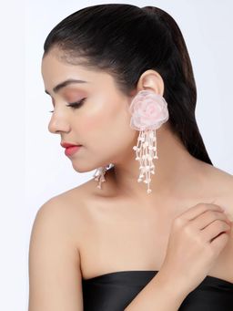 XAGO - Pink Blush Cascade Floral Pearl Drop Earrings