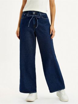 Levi's - Women Mid Rise Wide Leg Dark-Blue Jeans with Belt