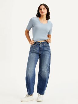 Levi's - Women Mid Rise Baggy Dad Barrel Blue Jeans