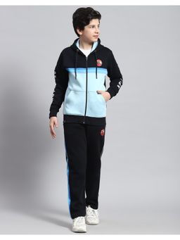Monte Carlo - Boys Navy Blue Printed Round Neck Full Sleeve Tracksuit