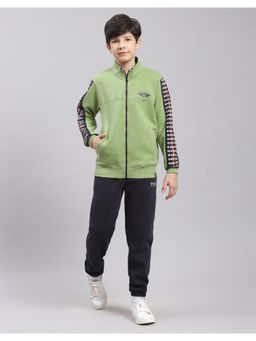 Monte Carlo - Boys Green Printed H Neck Full Sleeve Tracksuit