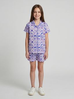 Monte Carlo - Girls Regular Fit Half Sleeve Printed Short Set