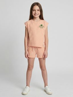 Monte Carlo - Girls Regular Fit Jacquard Half Sleeve Round Neck Co Ord Set