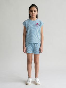 Monte Carlo - Girls Regular Fit Jacquard Half Sleeve Round Neck Co Ord Set