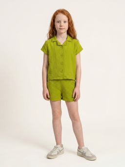 Monte Carlo - Girls Regular Fit Plain Half Sleeve Round Neck Co Ord Set