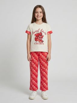 Monte Carlo - Girls Regular Fit Half Sleeve Printed Pant Set