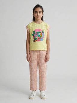 Monte Carlo - Girls Regular Fit Printed Half Sleeve Round Neck Pant Set