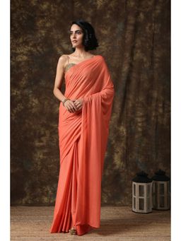 Swtantra - Coral Gold Chiffon Saree