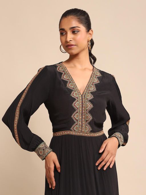 ritu kumar black embroidered dress RI Ritu Kumar Black Embroidered Dress